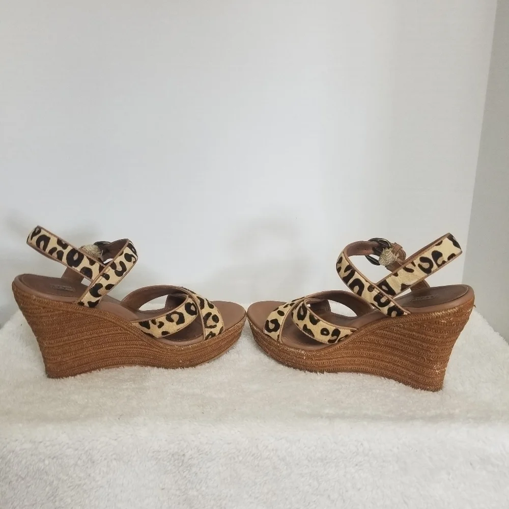 UGG Calf Hair Leopard/Cheetah Jazmine Sandal Wedge Espidrille Heels - Picture 5 of 11